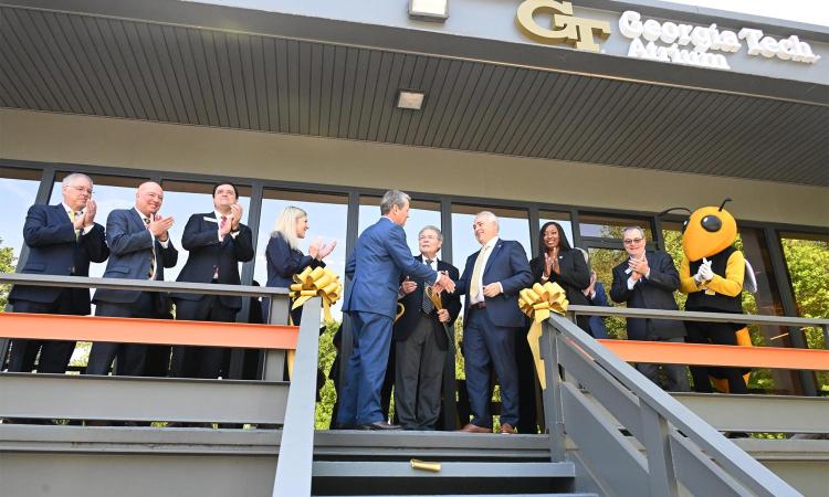 Ribbon cutting ceremony of Georgia Tech Atrium at Peachtree Corners Curiosity Lab.