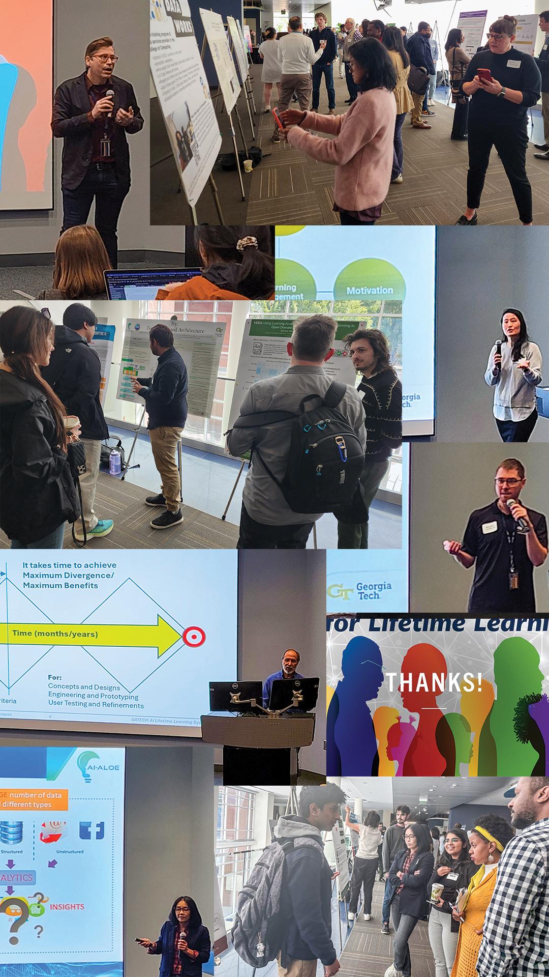 A collage of different presentations during the symposium.